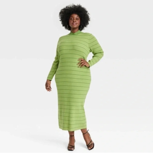 NWT House of Aama || High Neck Maxi Knit Dress in Vivid Green XXL - Picture 1 of 10